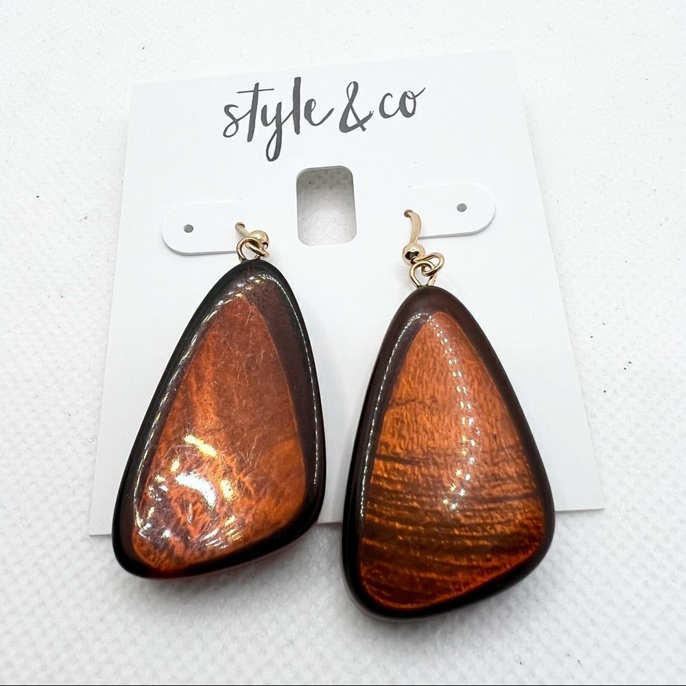 New Style & Co Brown Resin Drop Dangle Earrings